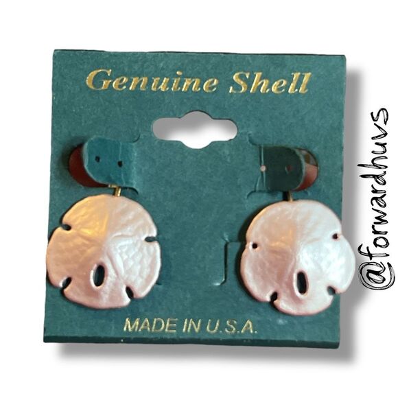 Genuine Shell Pastel Sand Dollar Clip on Earrings - Picture 3 of 8